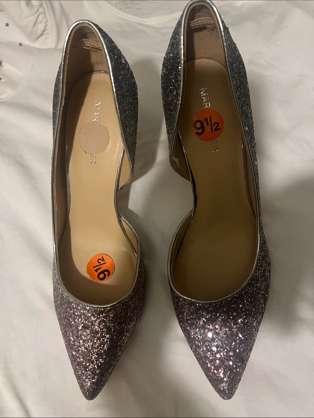 Marc Fisher Glitter Pointed Pumps in Silver-Pink
